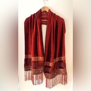 APRIL CORNELL Crushed Velvet Fringe Scarf